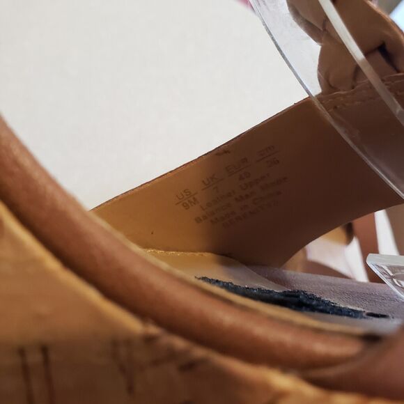 Franco Sarto Chestnut Leather Wedges.  Size 11 T-Strap Cork Platform. - Picture 9 of 9